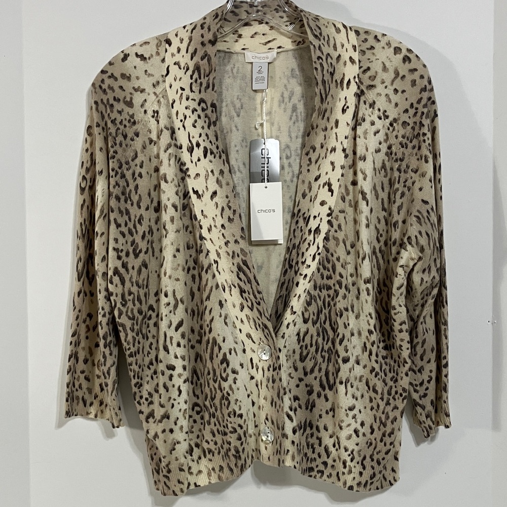 New Chico’s Faded Feline Carrie Cardigan Sweater